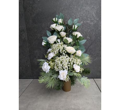 Vysoká ikebana Flakon výška 63cm bielo-krémová